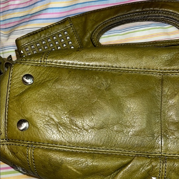 B. Makowsky Olive Green Studded Shoulder Bag - Picture 8 of 16